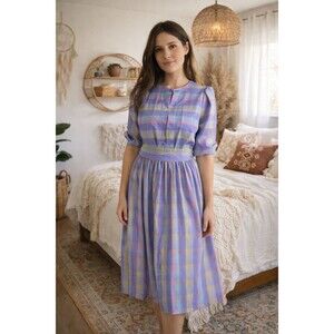 Jonathon Martin: Vintage Pastel Plaid Pleated Dress Size 5/6 Womens